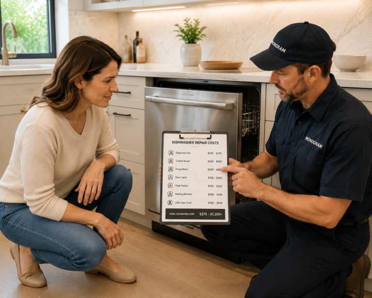 monogram dishwasher repair cost